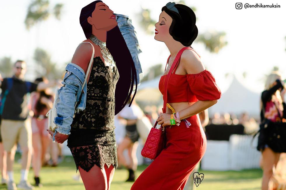 ภาพจำลองเหตุการณ์ เมื่อเจ้าหญิงดิสนีย์ไปงานเทศกาลดนตรี Coachella