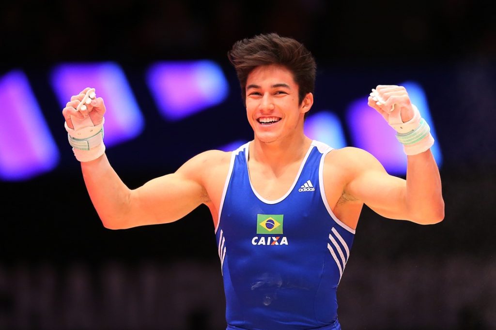 GLASGOW, SCOTLAND - NOVEMBER 01: Arthur Oyakawa Mariano of Brazil competes on the High Bar during day ten of The World Artistic Gymnastics Championships at The SSE Hydro on November 01, 2015 in Glasgow, Scotland. (Photo by Ian MacNicol/Getty images)