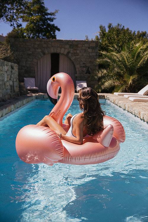 rose gold flamingo with girl
